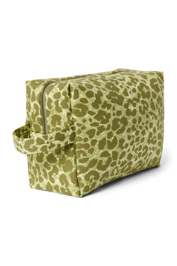 Cotton Toiletry Bag | Green Leopard