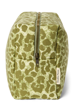 Cotton Toiletry Bag | Green Leopard