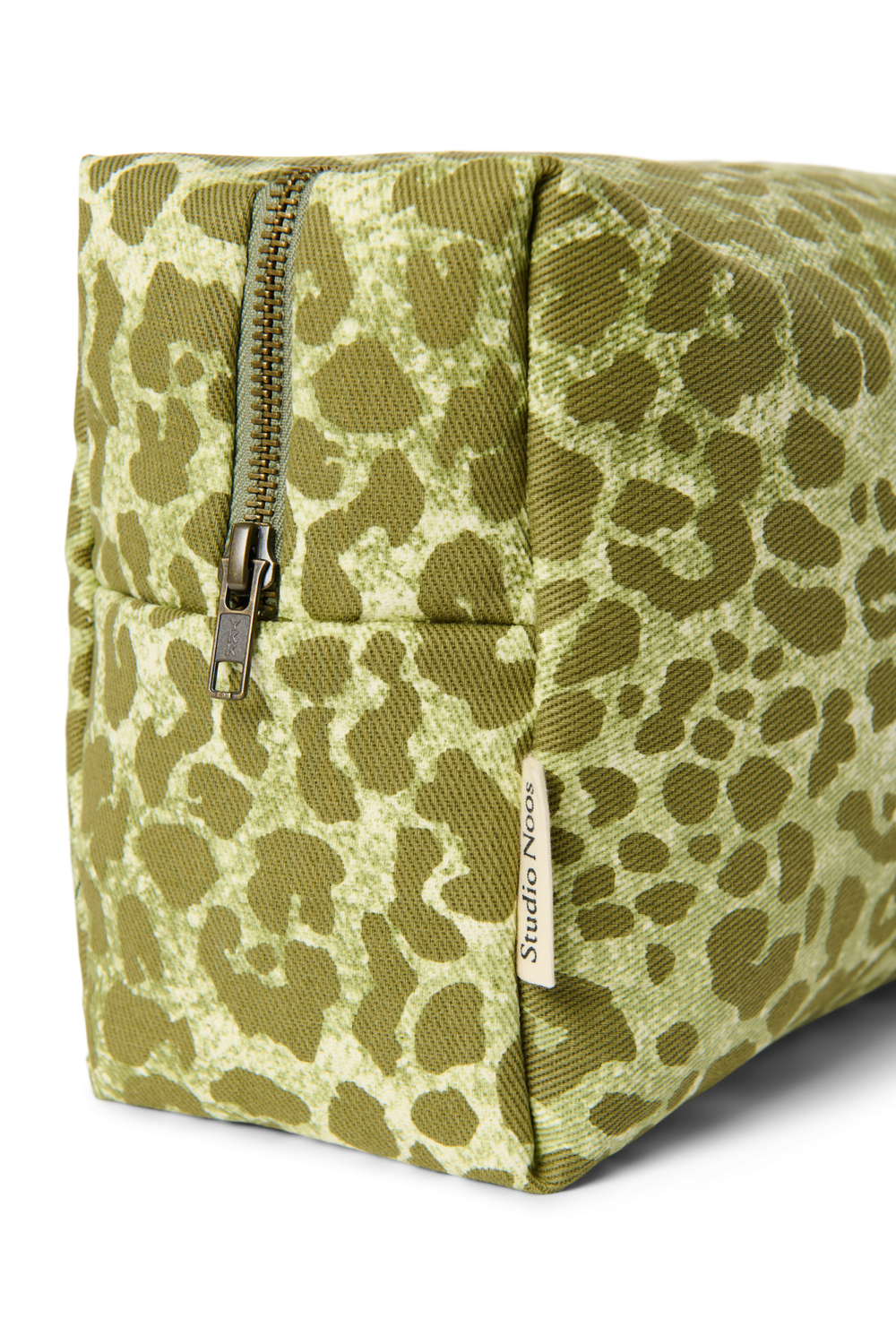 Cotton Toiletry Bag | Green Leopard