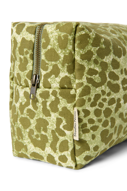 Cotton Toiletry Bag | Green Leopard