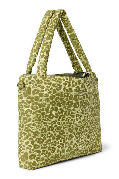 Cotton Diaper Bag | Green Leopard