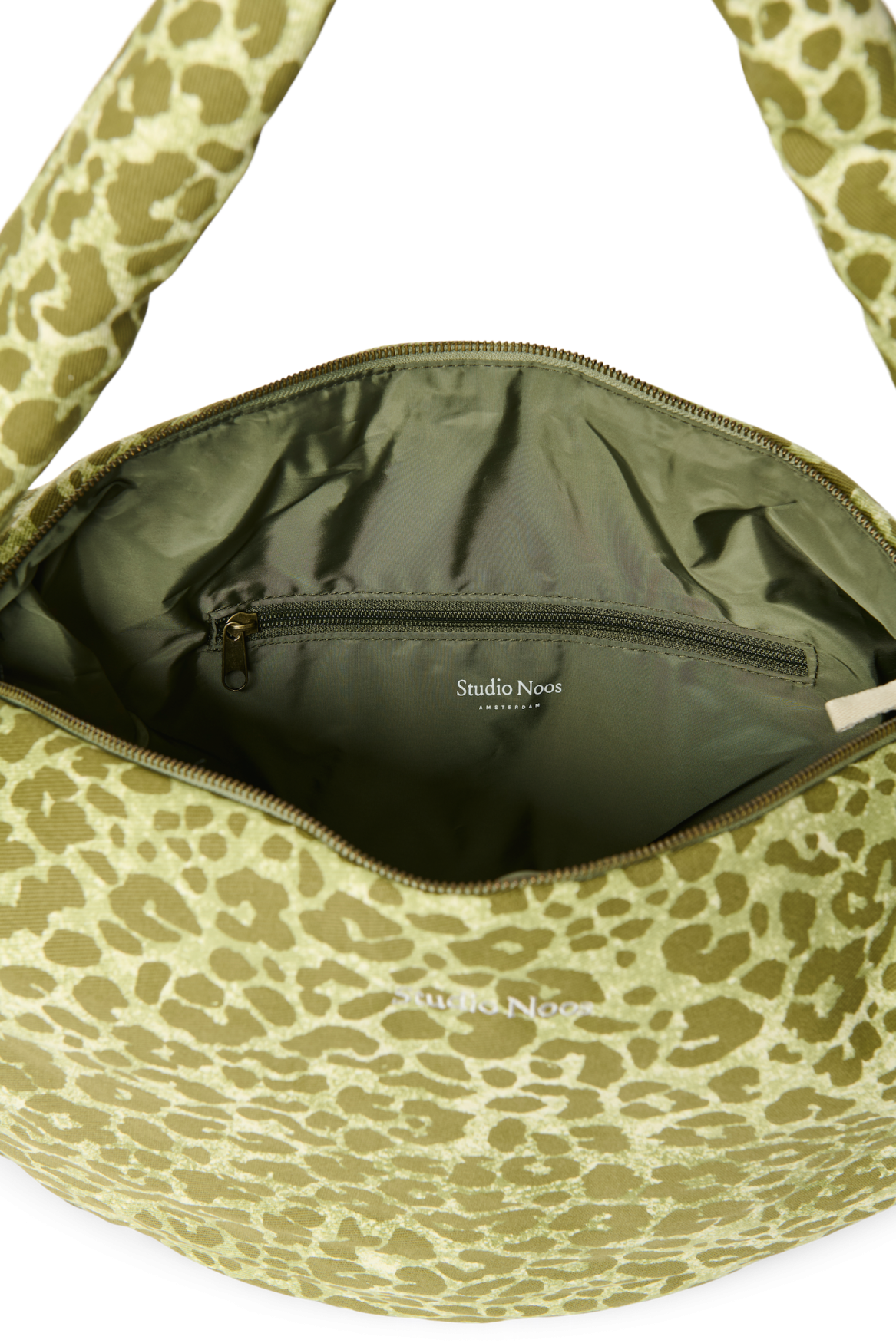 Cotton Cross Body Bag | Green Leopard