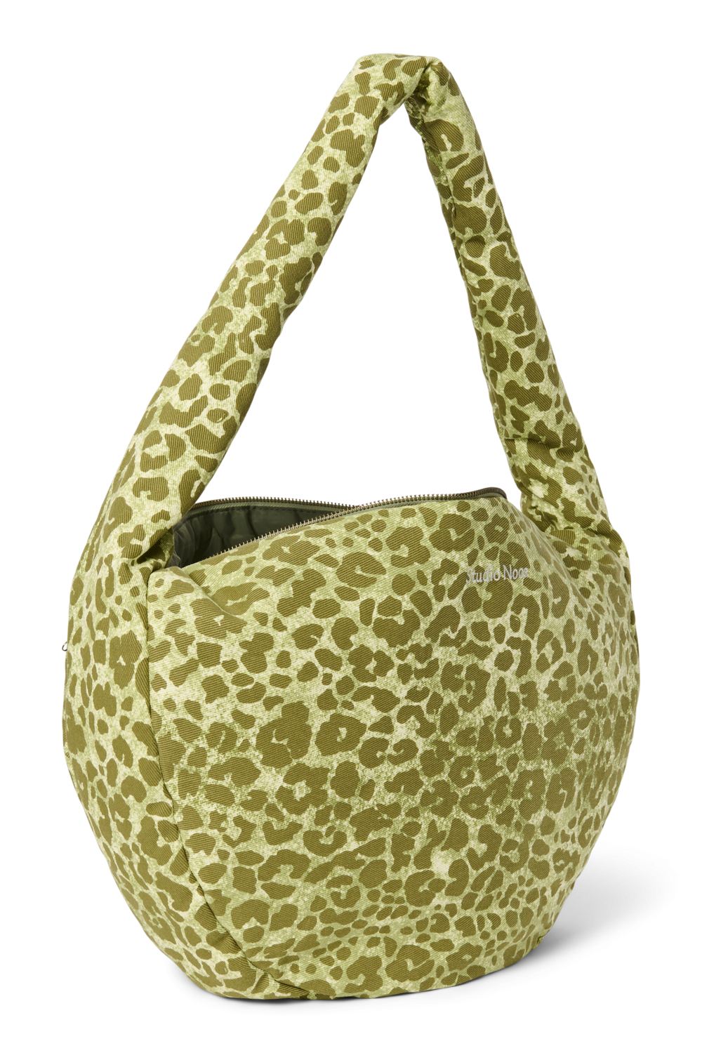 Cotton Cross Body Bag | Green Leopard