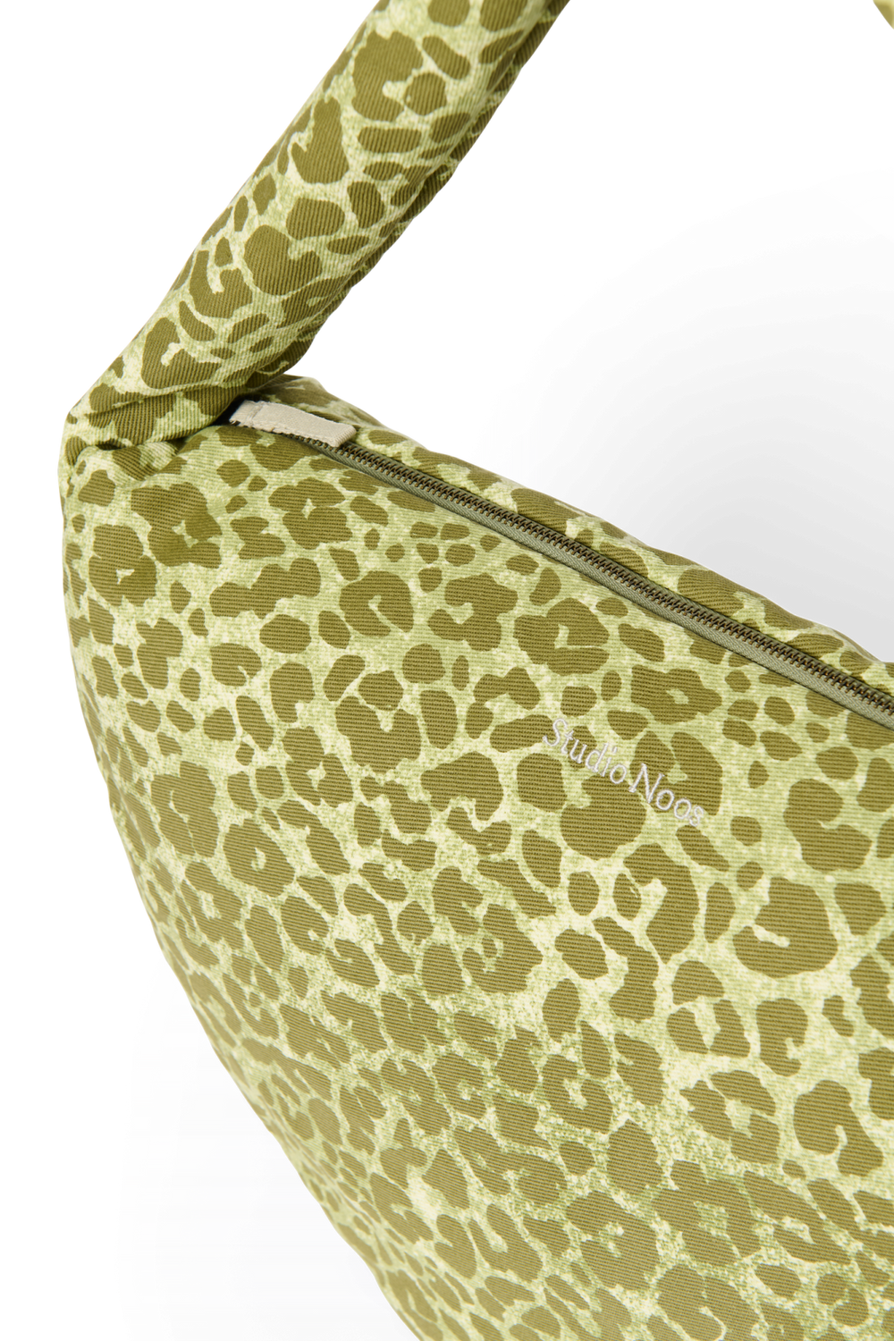 Cotton Cross Body Bag | Green Leopard