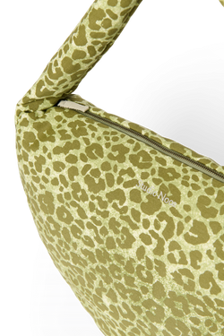 Cotton Cross Body Bag | Green Leopard