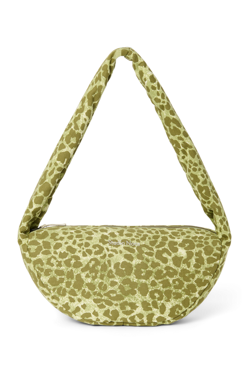 Cotton Mini Cross Body Bag | Green Leopard