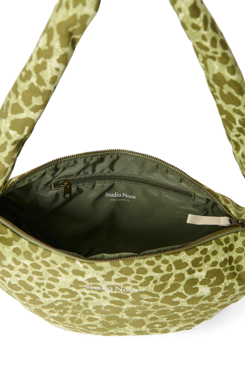 Cotton Mini Cross Body Bag | Green Leopard