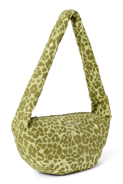 Cotton Mini Cross Body Bag | Green Leopard
