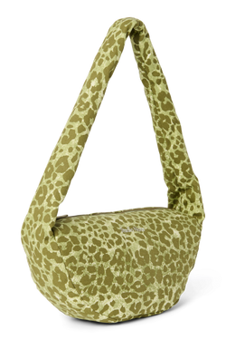 Cotton Mini Cross Body Bag | Green Leopard