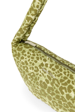Cotton Mini Cross Body Bag | Green Leopard