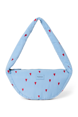 Puffy Mini Cross Body Bag | Light Blue Hearts
