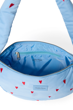 Puffy Mini Cross Body Bag | Light Blue Hearts
