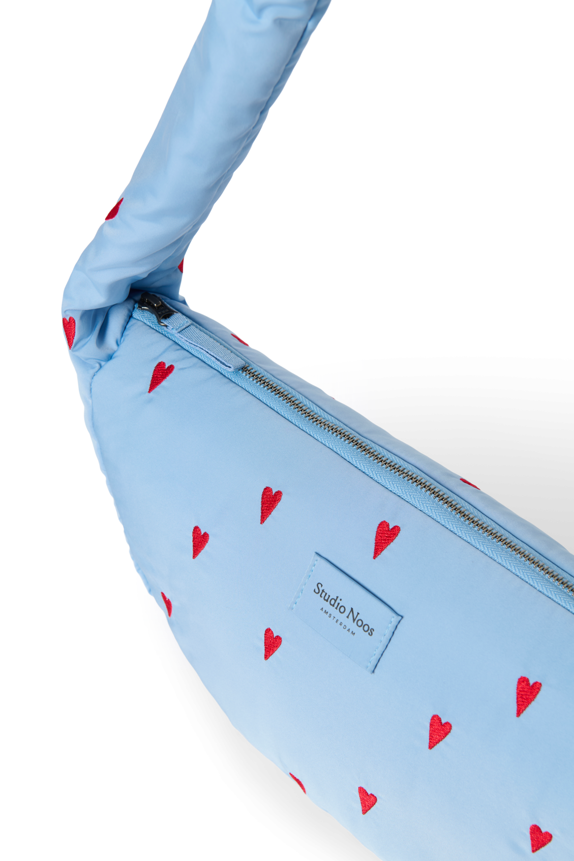 Puffy Mini Cross Body Bag | Light Blue Hearts