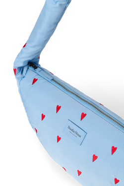 Puffy Mini Cross Body Bag | Light Blue Hearts