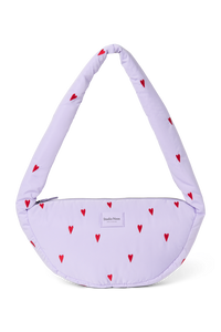 Lila Puffy Mini-Umhängetasche mit Herzen