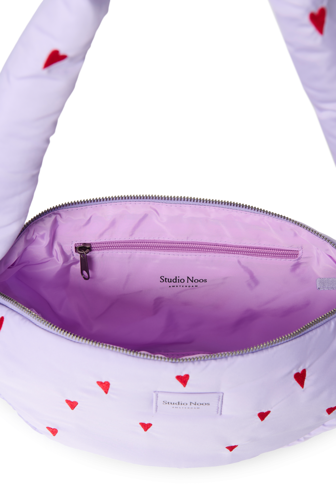 Puffy Mini Cross Body Bag | Purple Hearts