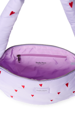Puffy Mini Cross Body Bag | Purple Hearts