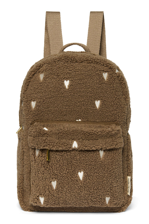 Brown Teddy Hearts MIDI Backpack with Front Pocket