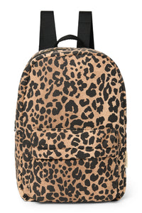  Brown Leopard Cotton Midi Backpack 