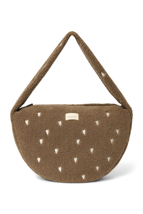 Teddy Cross Body Bag | Brown Hearts