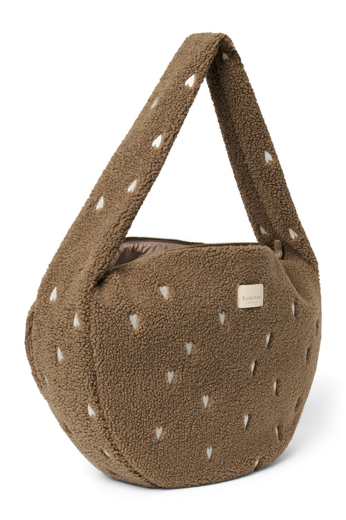 Teddy Cross Body Bag | Brown Hearts