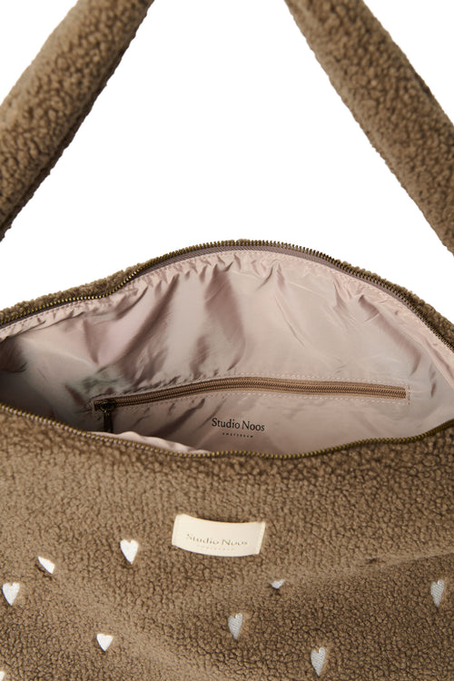 Teddy Cross Body Bag | Brown Hearts