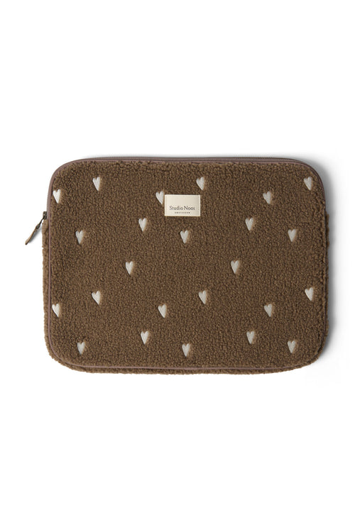 Teddy Laptop Sleeve 15 Inch | Brown Hearts