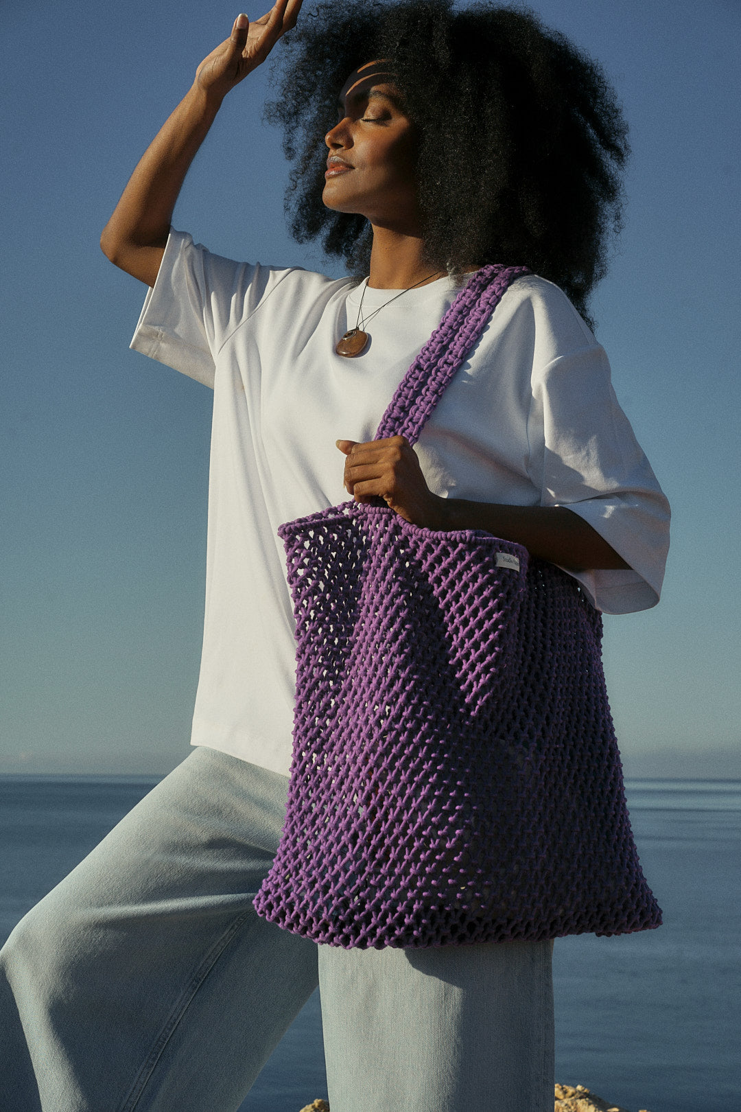 Purple Macrame Mom Bag