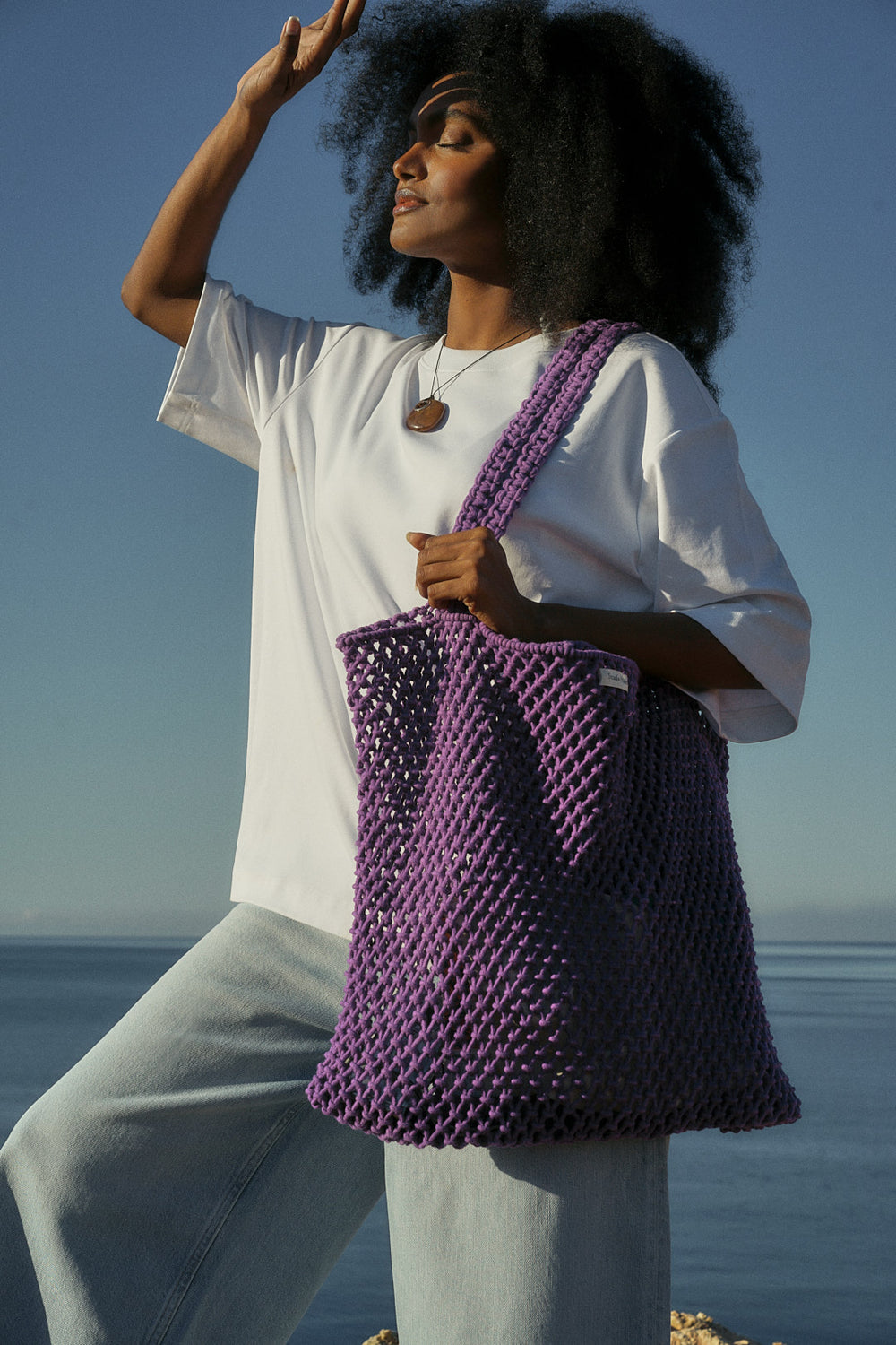 Purple Macrame Mom Bag