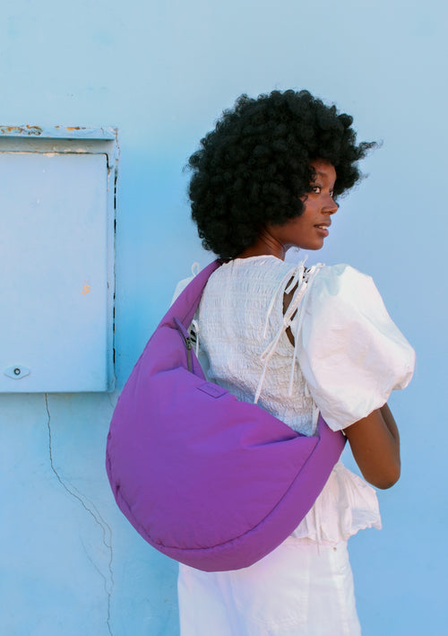 Textured Puffy Cross Body Bag | Purple