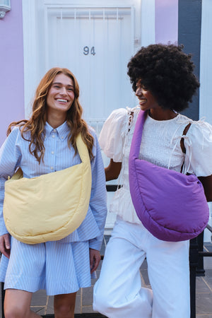 Textured Puffy Cross Body Bag | Purple