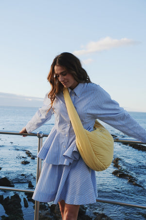 Textured Puffy Cross Body Bag | Butter Yellow