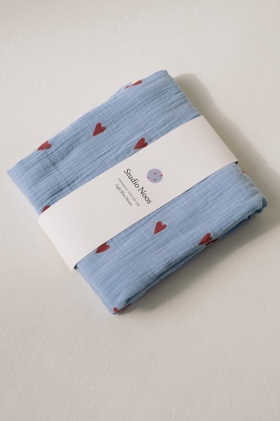 Swaddle Print Large | Light Blue Hearts