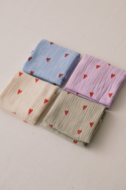 Swaddle Print Large | Light Blue Hearts