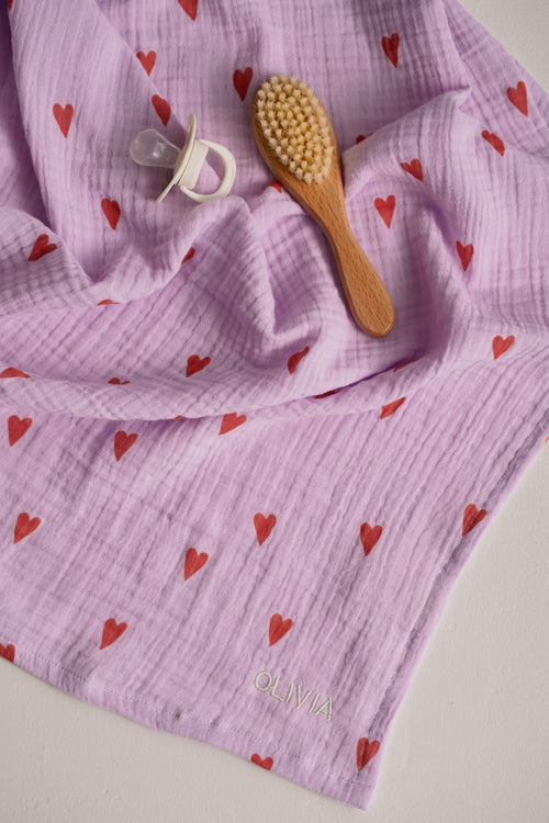 Swaddle Print Medium | Purple Hearts