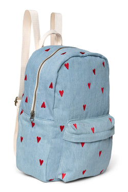 Denim Hearts Midi Rugtas met voorvak