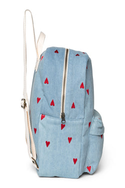 Denim Hearts Midi Rugtas met voorvak