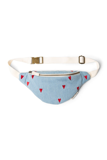 Denim Mini Fanny Pack | Blue Hearts