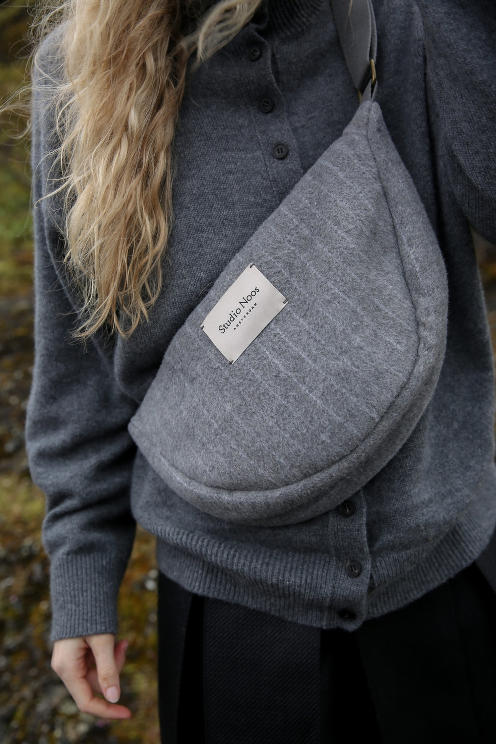 Flannel Chalkstripe Adult Fanny Pack | Light Grey