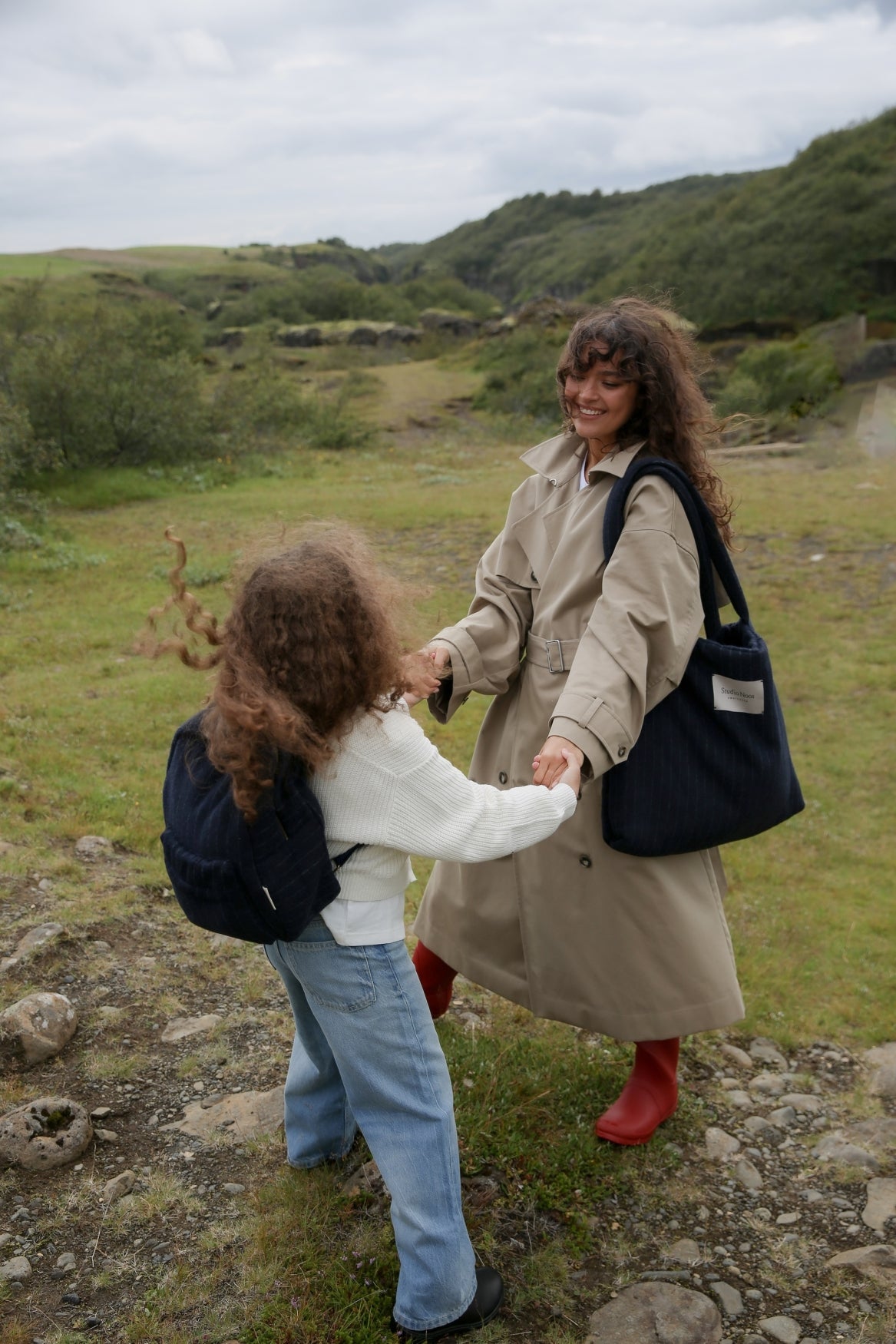 Flannel Chalkstripe Midi Backpack | Dark Blue