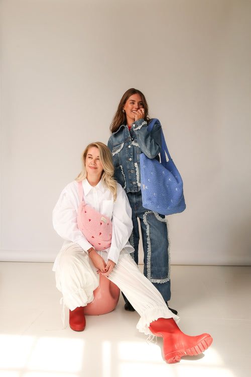 Teddy Sac Banane | Cœurs rose clair