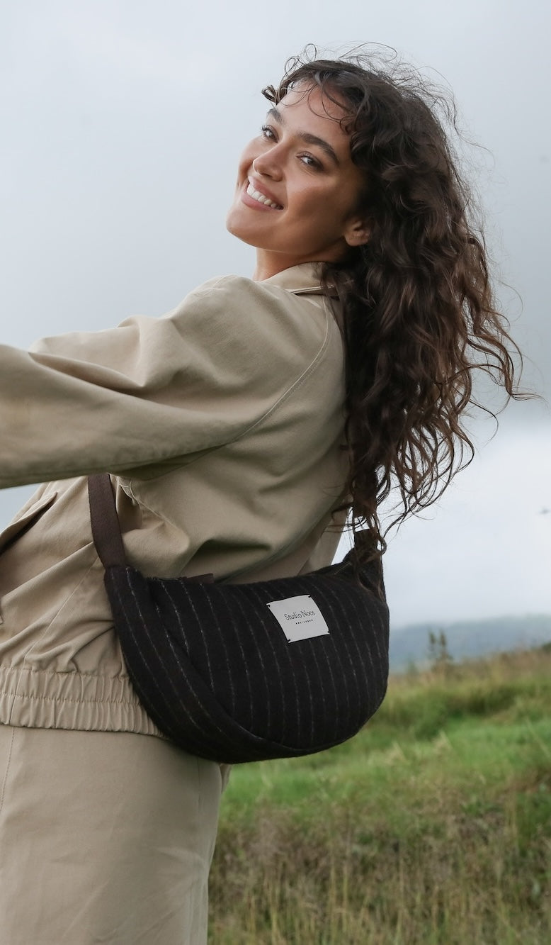 Flannel Chalkstripe Adult Fanny Pack | Brown