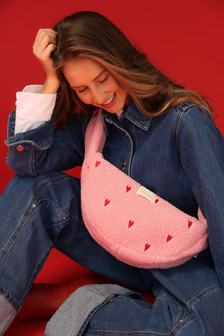 Teddy Mini Sac à Bandoulière | Cœurs rose clair
