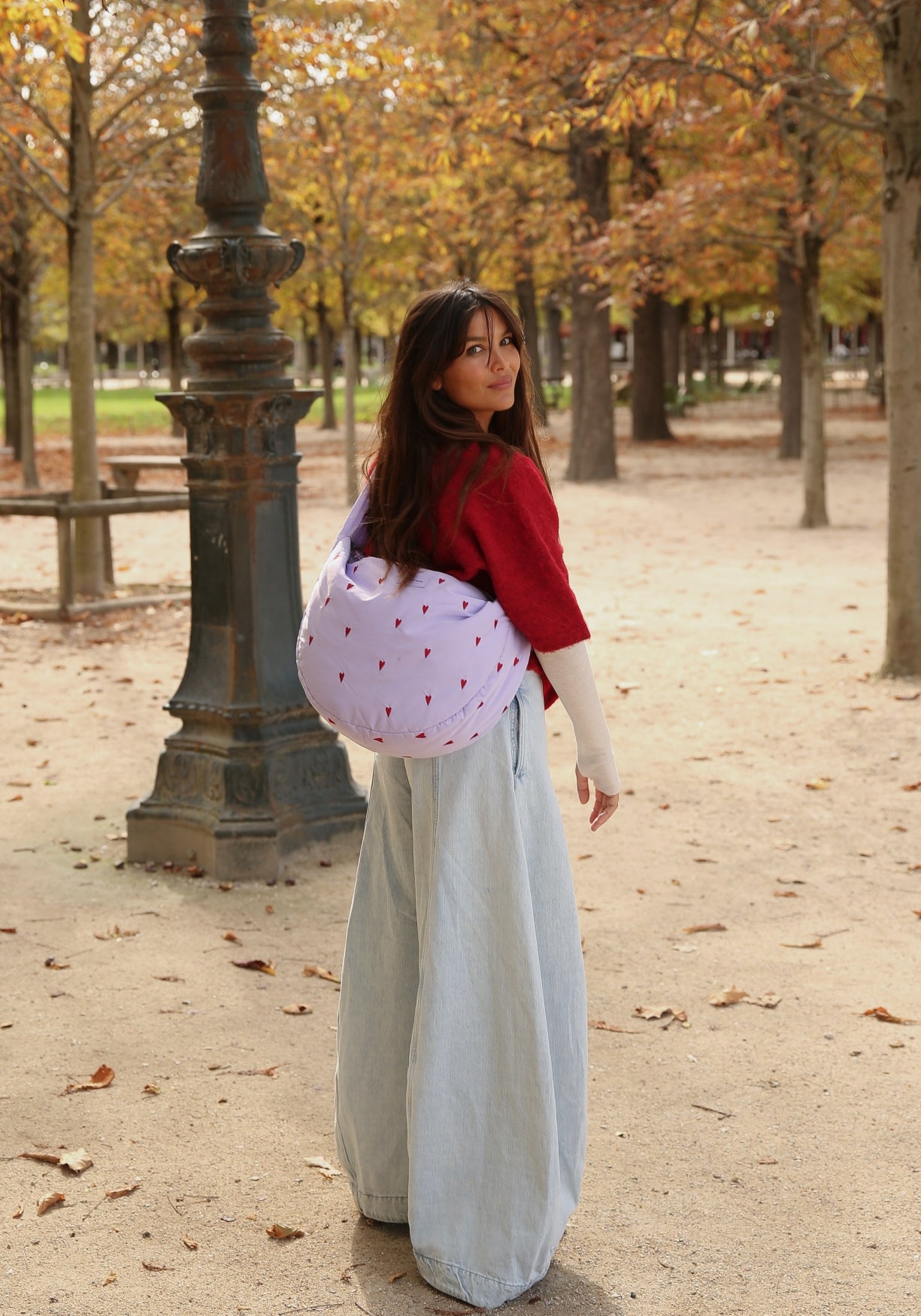 Paarse Hearts Puffy Crossbody Tas
