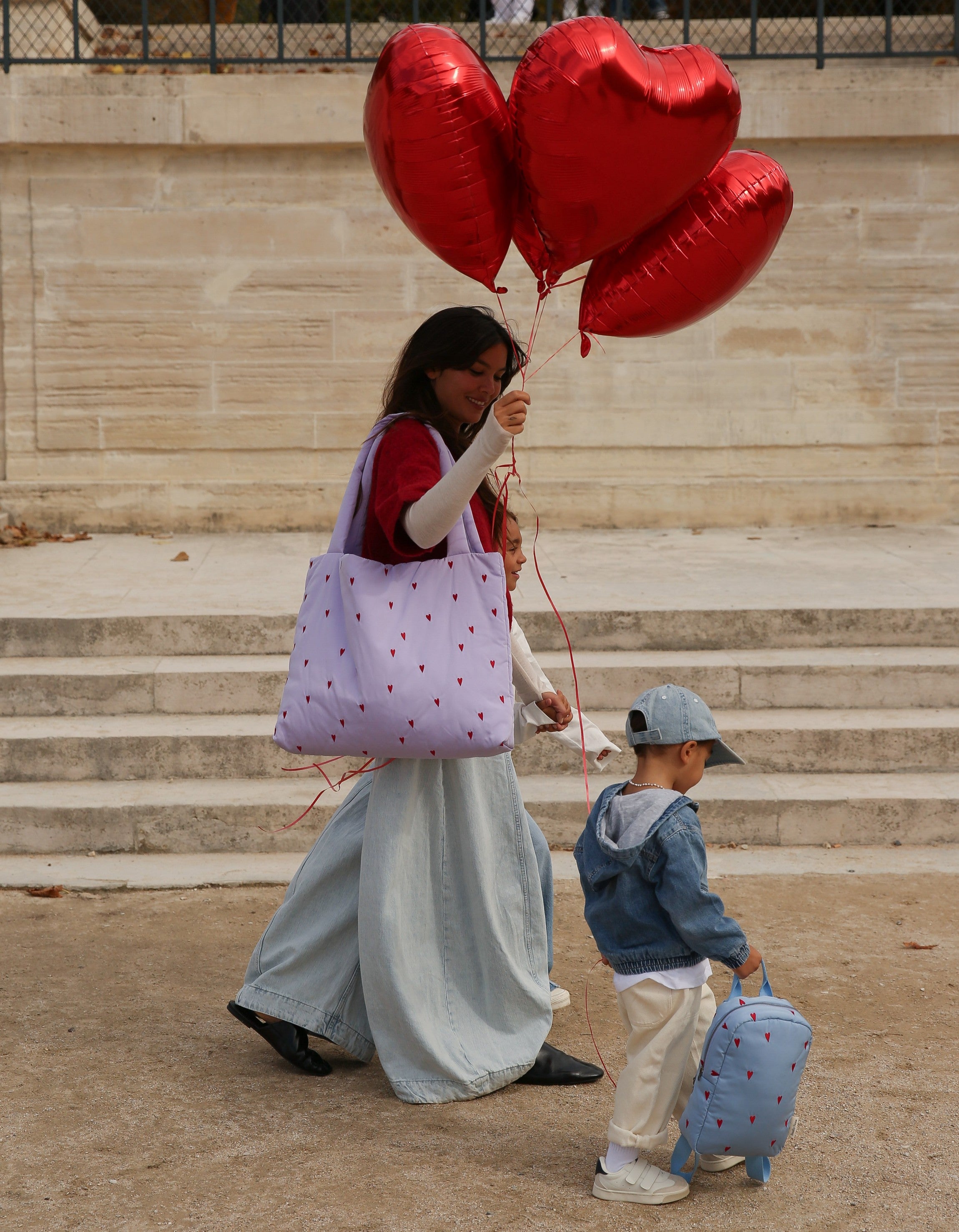 Puffy Mom Bag | Purple Hearts