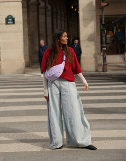 Paarse Hearts Puffy Adult Fanny Pack