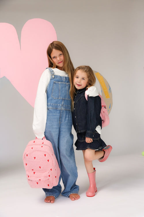 Teddy Sac à Dos Midi | Cœurs rose clair