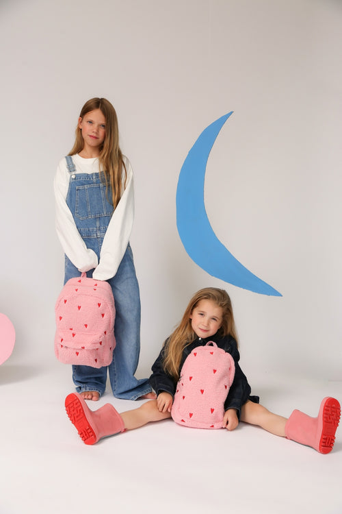 Teddy Mini Sac à Dos | Cœurs rose clair