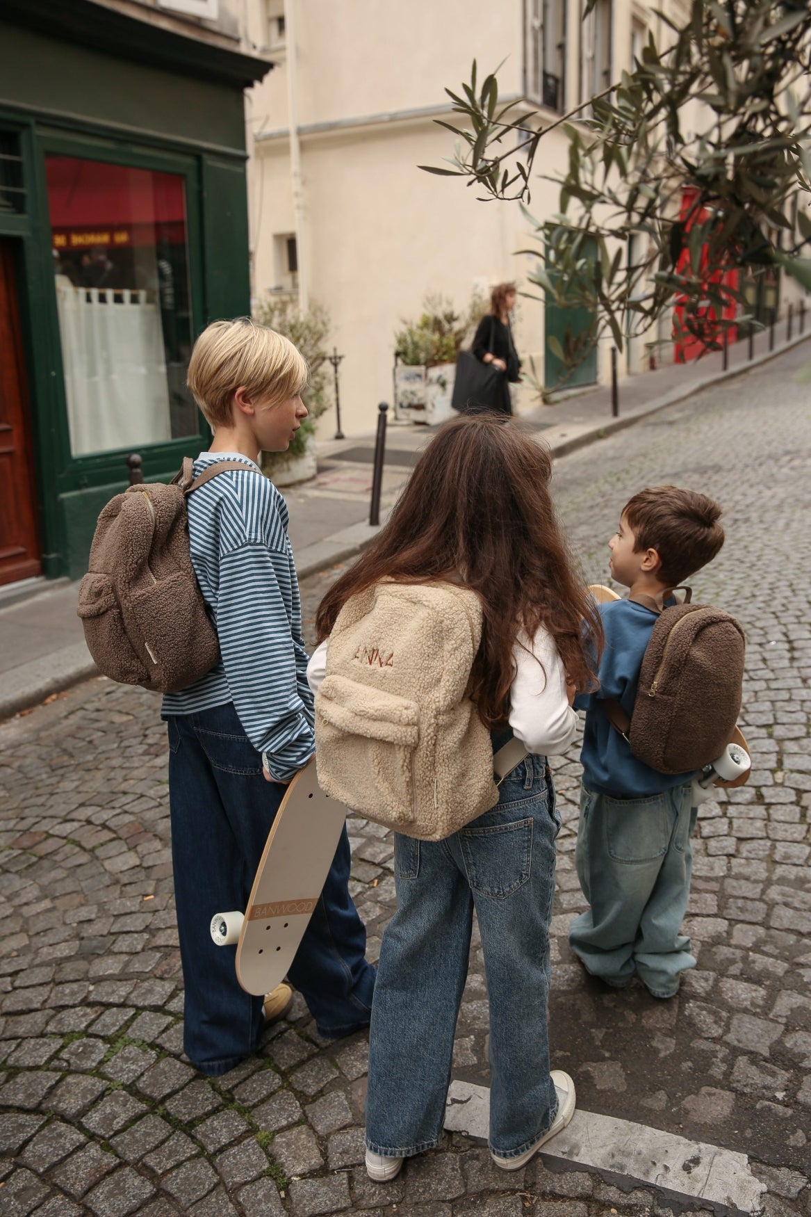 Teddy Midi Backpack Front Pocket | Ecru