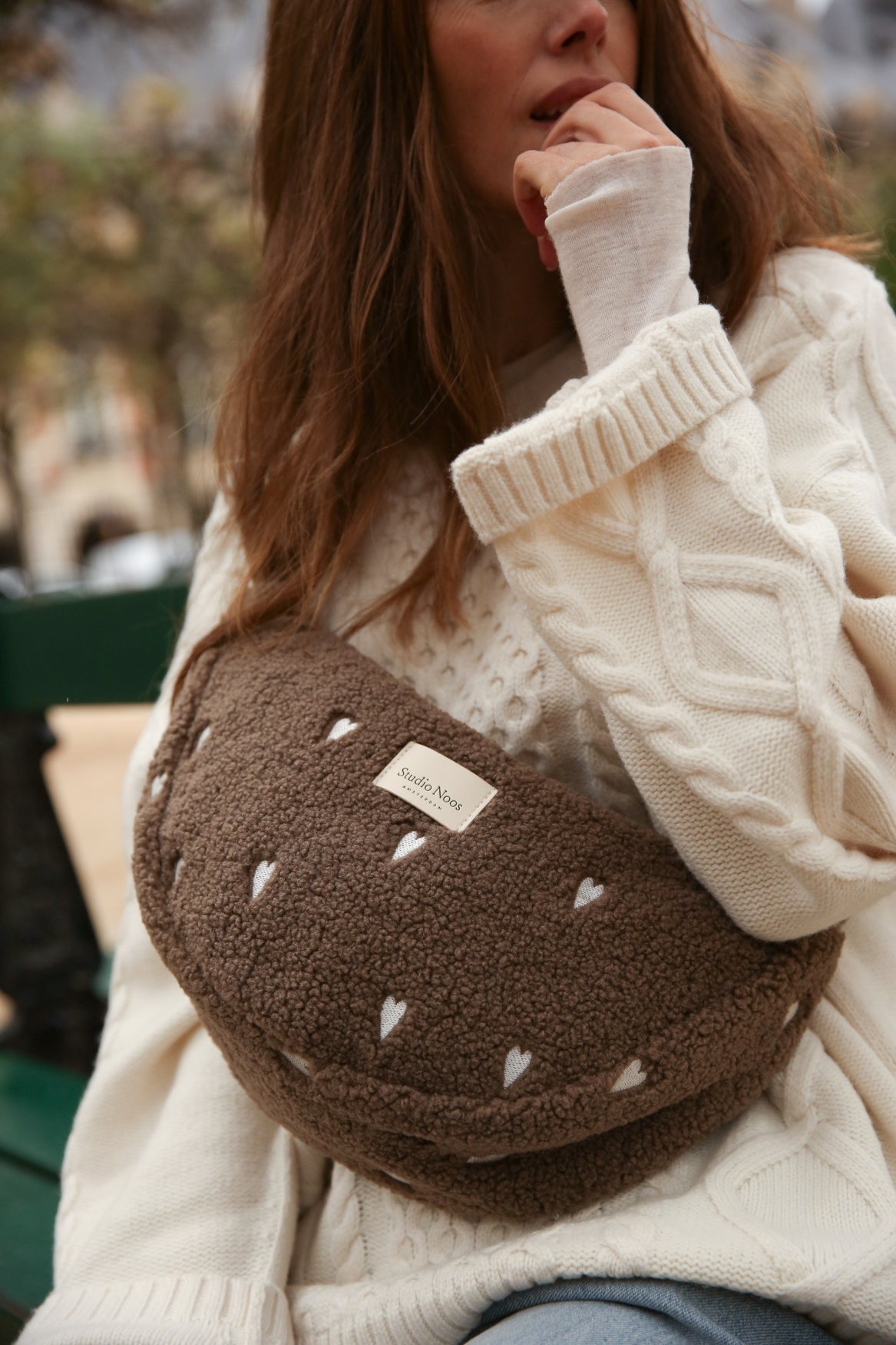 Teddy Adult Fanny Pack | Brown Hearts